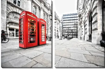 Модульная картина Телефонные будки в Лондоне (Telephone booth in London) №6