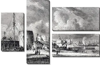 Модульная картина Дома на берегу (Houses on the beach)