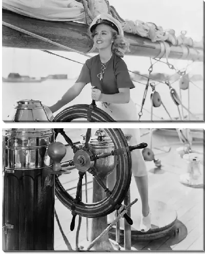 Модульная картина Женщина у руля яхты (The woman at the helm of the yacht)