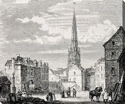 Постер Город с готической церковью (A city with a Gothic church)