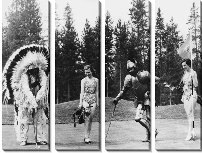 Модульная картина Люди в костюмах играют в гольф (Men in suits are playing golf)