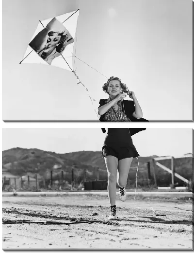 Модульная картина Девушка с воздушным змеем (A girl with a kite)