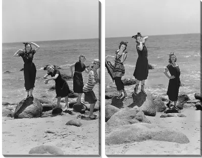 Модульная картина Прогулка по пляжу (Walk on the beach)