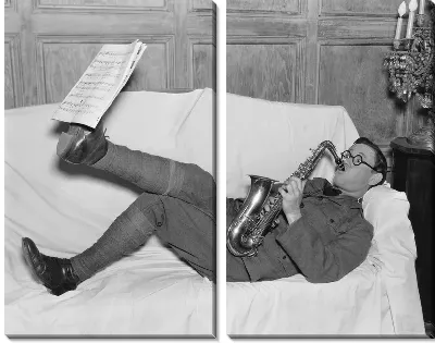 Модульная картина Мужчина играет на саксафоне (A man plays the saxophone)