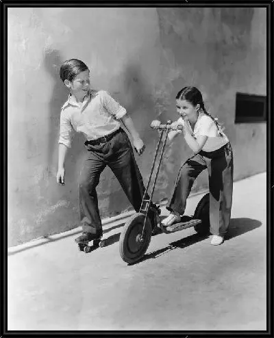 Картина Дети с самокатом (Children with scooter)