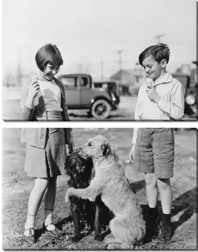 Модульная картина Дети с собаками (Children with dogs)