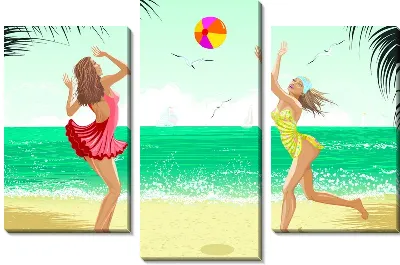 Модульная картина Девушки на пляже (Girls on the beach)