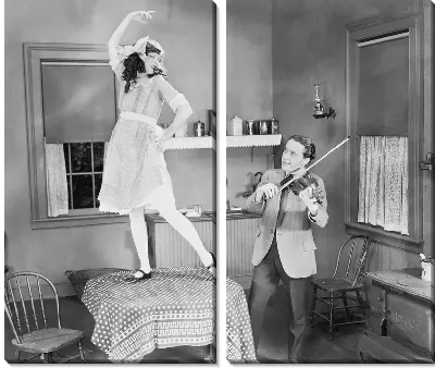 Модульная картина Мужчина играет на скрипке (A man playing the violin)