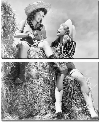 Модульная картина Девушки на стоге сена (Girls on a haystack)