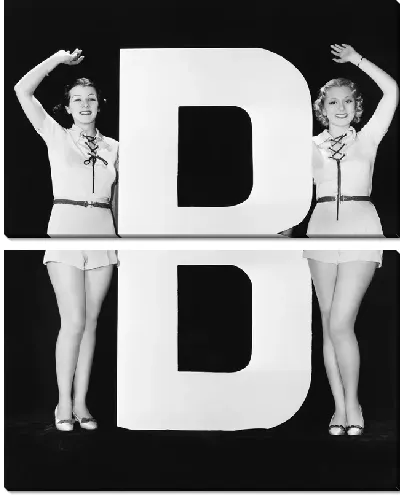 Модульная картина Девушки возле буквы (Girls around the letter)