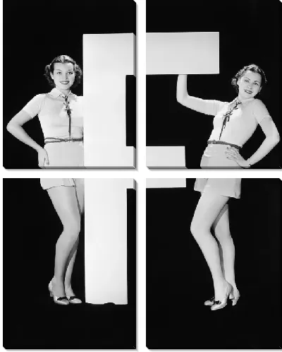 Модульная картина Девушки возле буквы (Girls around the letter) №3