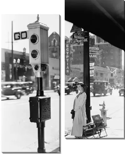 Модульная картина Девушка у светофора (The girl at the traffic light)