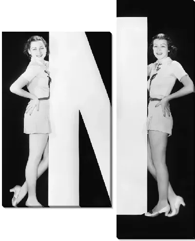 Модульная картина Девушки возле буквы (Girls around the letter) №6