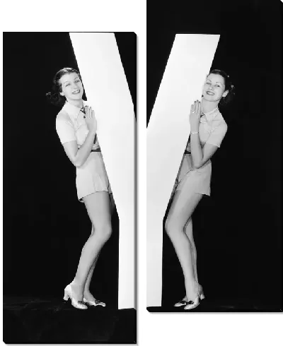 Модульная картина Девушки возле буквы (Girls around the letter) №8