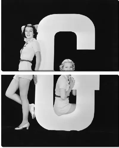 Модульная картина Девушки возле буквы (Girls around the letter) №9