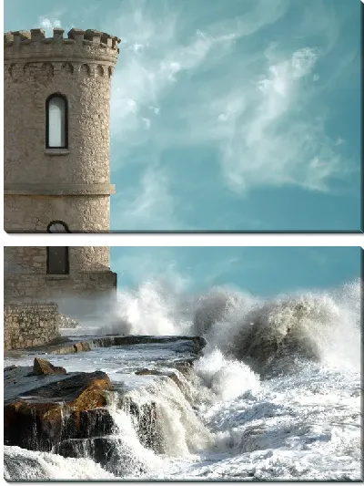 Модульная картина Волны у башни (The waves at the tower)