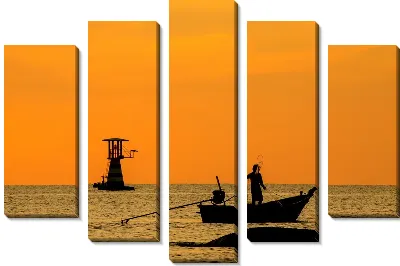 Модульная картина Рыбак в лодке (Fisherman in boat)