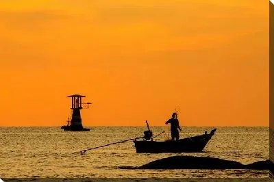 Постер Рыбак в лодке (Fisherman in boat)