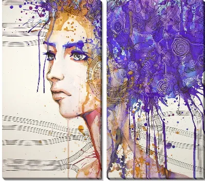 Модульная картина Девушка с фиолетовыми волосами (Girl with purple hair)