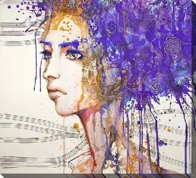 Картина маслом Девушка с фиолетовыми волосами (Girl with purple hair)