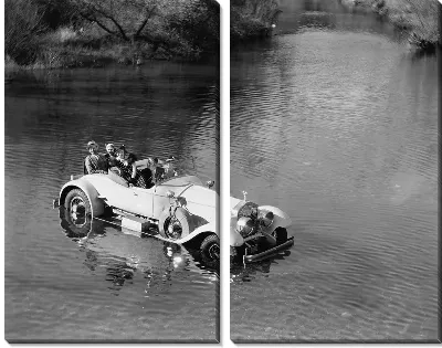 Модульная картина Ретро автомобиль в озере (Retro car in the lake)