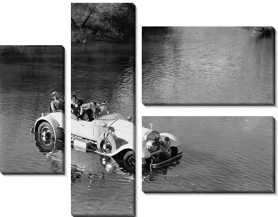 Модульная картина Ретро автомобиль в озере (Retro car in the lake)