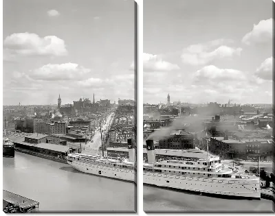 Модульная картина Пароход в порту (Steamer at the port)