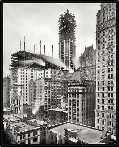 Картина Постройка зданий в Нью-Йорке (Construction of buildings in New York)