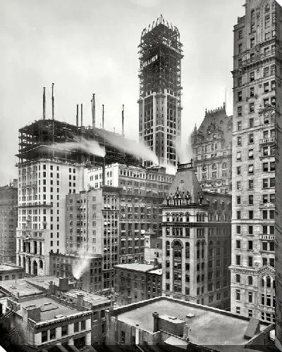 Постер Постройка зданий в Нью-Йорке (Construction of buildings in New York)