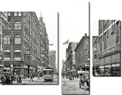 Модульная картина Трамвай на улице (Tram on the street)