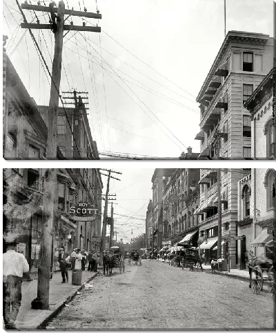 Модульная картина Улица со столбами электропередач (Street)