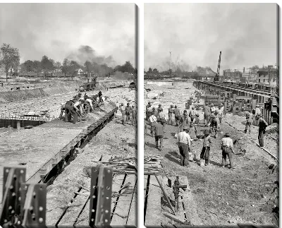 Модульная картина Строительство железной дороги (Construction of the railway)