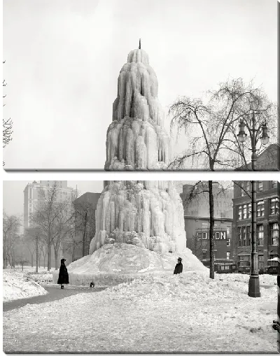 Модульная картина Замерзший фонтан в Детройте (Frozen fountain in Detroit)