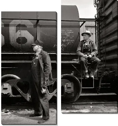 Модульная картина Рабочие возле поезда (Working near train)