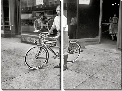 Модульная картина Мальчик с велосипедом (Boy with bike)