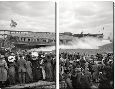 Модульная картина Люди на набережной (People on the waterfront)