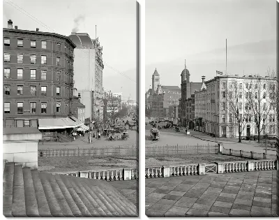 Модульная картина Вид на площадь с лестницей (View of the area with the stairs)
