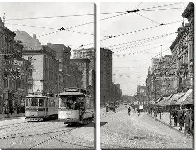 Модульная картина Трамваи на улице (Trams on the street)