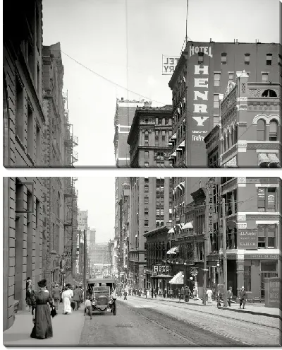 Модульная картина Вид на улицу с отелем (View of the street to the hotel)