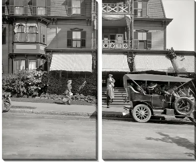 Модульная картина Автомобиль возле дома (Car near the house)