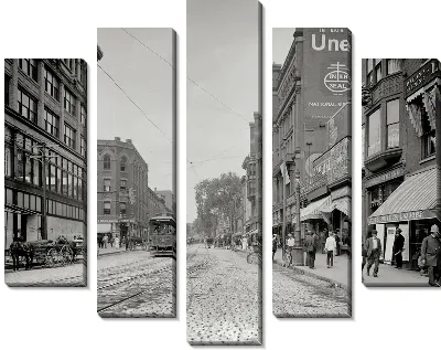 Модульная картина Улица с трамвайными путями (Street with tramway) №3