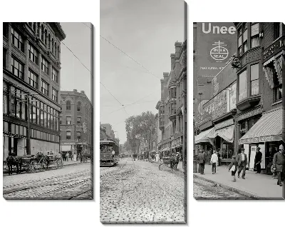 Модульная картина Улица с трамвайными путями (Street with tramway) №3