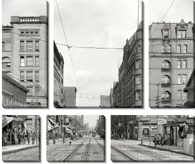 Модульная картина Улица с трамвайными путями (Street with tramway) №4