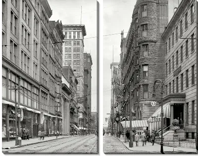 Модульная картина Улица с трамвайными путями (Street with tramway) №5