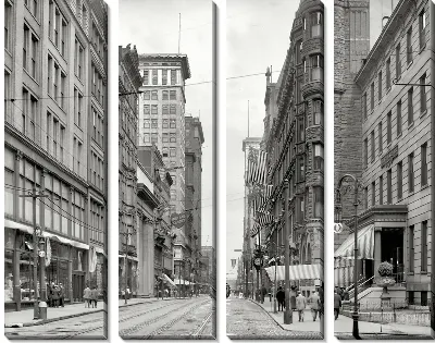 Модульная картина Улица с трамвайными путями (Street with tramway) №5