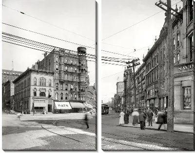Модульная картина Улица с трамвайными путями (Street with tramway) №6