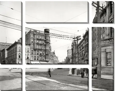 Модульная картина Улица с трамвайными путями (Street with tramway) №6