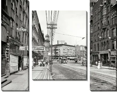 Модульная картина Вид на мощеную улицу (A view of the cobbled street)