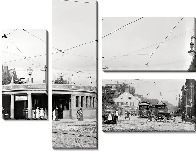 Модульная картина Улица с трамвайными путями (Street with tramway) №7