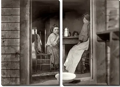 Модульная картина Дети завтракают (Children eat breakfast)